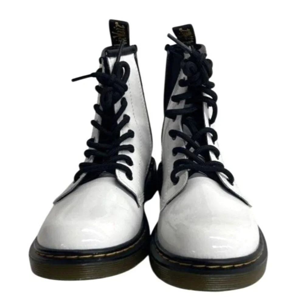 Dr. Martens 1460 White Leather Lace-Up Boots Size US 3 Youth